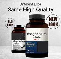 Complément en marque blanche Citrate de magnésium 500mg 240 gélules Haute pureté Forme élémentaire Certifié Halal/Kosher Usage adulte