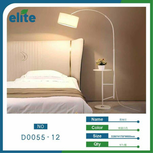 Stile industriale contemporaneo moderna lampada da terra integrata tavolo laterale tessuto di bambù per la decorazione della casa camera da letto soggiorno - Product Image 1