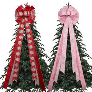 Snowflake Bowknot Bow Ribbon Polyester <b>Christmas</b> <b>Tree</b> Decoration Accessories Finished Product Wholesale - Product Image 1