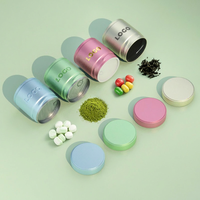 Boîte de rangement en métal colorée ronde de 30g 40g avec gravure de logo personnalisée pour le stockage de poudre de matcha