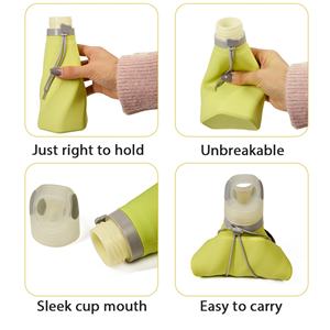 Bouteille d'eau de sport en silicone pliable et portable de 500 ml, anti-fuite, pour l'extérieur, écologique, tasse de voyage – Vente en gros - Product Image 6