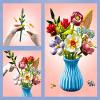 Set de Bloques de Construcción de Ramo de Flores Decorativo para Revendedores de Juguetes, Suministro de Regalos de Temporada, Selección de Catálogo Global para Reventa