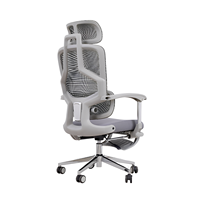 Chaise de bureau exécutive ergonomique moderne en maille avec dossier haut, accoudoirs fixes, appui-tête réglable en 3D et repose-pieds