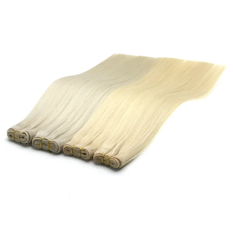 Wholesale High End Super Double Drawn Russian Cuticle Aligned Machine Weft Hair Extensions