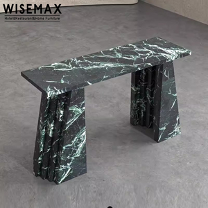 WISEMAX MUEBLES Luz de lujo Sala de estar Pasillo Travertino Entrada larga Mesa de consola de mármol verde natural para el hogar del hotel - Product Image 6