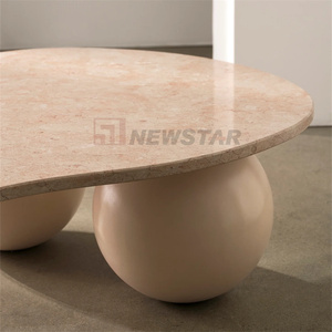 Tùy chỉnh thiết kế travertine Vòng Bàn cà phê phòng khách đá hình cầu bóng bảng cơ sở Đá Cẩm Thạch Bàn cà phê - Product Image 2