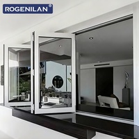 Fenêtres pliantes en aluminium imperméables de haute qualité Rogenilan, fenêtres pliantes à double vitrage trempé pour maisons