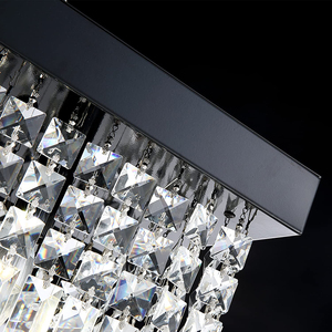 Lustre rectangulaire en cristal doré E26 LED 3500K blanc chaud, hauteur réglable, Ra90 CRI, luminaire suspendu pour salon, haute luminosité - Product Image 4