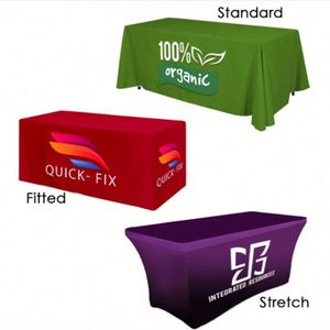 Funda de Mesa Personalizada para Ferias Comerciales, Impresa en Poliéster Elástico con Spandex, 6 y 8 pies, Ajustable, con Logotipo Personalizado para Promoción Empresarial - Product Image 3