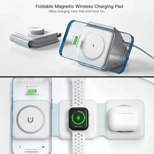Cargador magnético inalámbrico 3 en 1 Estación de carga rápida Cargador de viaje plegable portátil para iPhone Apple Watch <span class=keywords><strong>AirPods</strong></span> - Product Image 6