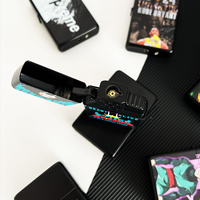 Image de logo imprimé en couleur personnalisée publicité cigarette gonflable noir coupe-vent couverture rabattable briquet à gaz