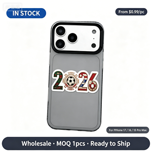 เคสโทรศัพท์ลายกราฟิกฟุตบอลสีเทา ปี 2026 ลายตัวอักษรศิลปะพร้อมลวดลายธงชาติ ป้องกันรอยขีดข่วน สำหรับ <span class=keywords><strong>iPhone</strong></span> 17/15 <span class=keywords><strong>Pro</strong></span> Max & Plus Series - Product Image 1