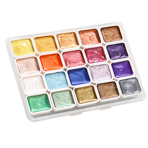 BECOL Professional - Juego de Pinturas de <span class=keywords><strong>Acuarela</strong></span> Sólidas de 20 Colores, Acuarelas Metálicas Perladas, Pinturas de <span class=keywords><strong>Acuarela</strong></span> en Pastel para Estudiantes de Arte - Product Image 1