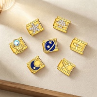 Bracelet à breloques italien doré en acier inoxydable, maillons de la série Espace, breloques de 9 mm, bracelet à perles DIY pour femme, cadeau de bijoux DIY