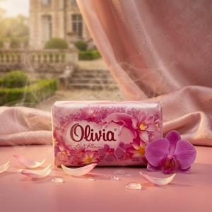 Orchid Scented Moisturizing Bar <b>Soap</b> with Glycerin Lanolin Vitamins A and E for Hand and Body Care 140 g Olivia - Product Image 2