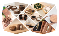 Boîte de rangement autoportante en bois sculpté, personnalisable OEM (couleur et forme), pour décorations d'intérieur, en noyer noir, marque Keyier