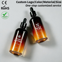 Flacons compte-gouttes de luxe en verre dégradé pour huiles essentielles, sérums et émulsions de soin, 20ml, 30ml, 50ml, 1oz, 2oz, avec tube en papier