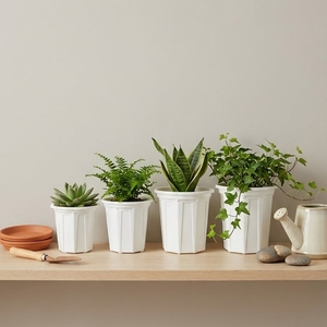 Pots de culture ronds en plastique blanc robustes, jardinières de pépinière EU avec un excellent système de drainage pour le jardinage intérieur W300 - Product Image 1