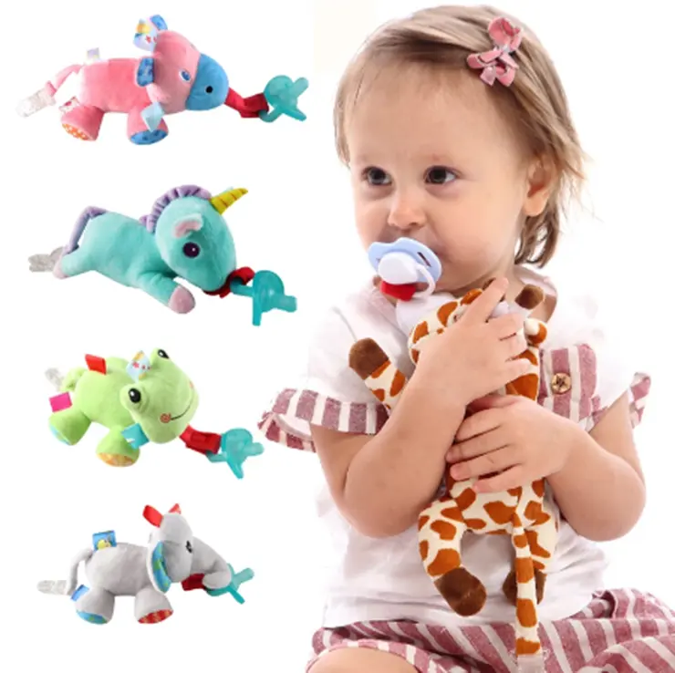 Wholesale Baby Pacifier Silicone Cute Cartoon Animals Shape Pacifier Detachable Doll Newborn Plush Nipple Soother Toys Pacifier