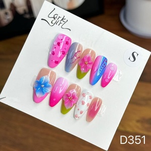 <span class=keywords><strong>Uñas</strong></span> Postizas <span class=keywords><strong>de</strong></span> Alta Calidad, <span class=keywords><strong>con</strong></span> Diseño <span class=keywords><strong>de</strong></span> Flores Tropicales en 3D, Mariposas Tridimensionales, Coloridas y <span class=keywords><strong>de</strong></span> Lujo, para Venta al Por Mayor - Product Image 3