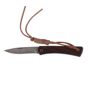 Cuchillo plegable de acero de Damasco con mango de madera de una pieza, sin bloqueo, para frutas, de acero VG10, para exteriores y bolsillo. - Product Image 1