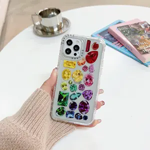 SHSCASE new mobile phone case with with gemstones and two piece design case 3 en 1 for iphone funda 3 in 1 carcasa para celular