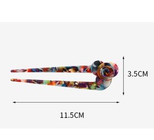 Qianjin u-şekilli çiçek asetat saç çatal kadınlar için renkli ve şık zarif saç aksesuarı - Product Image 3