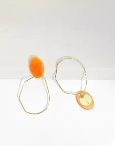 Best Sell Round Orange 18k Gold Fashion Jewelry Irregular Earrings For Girls