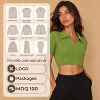 Crop top personnalisé pour femme, pull style Y2K, pull en tricot pour femme avec col rabattu