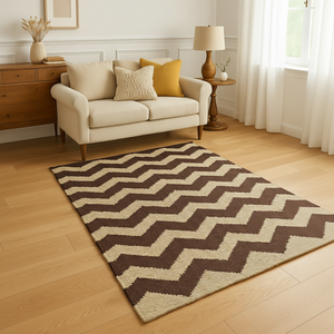 Tapis Chevron en jute noué à la main Tapis plat tissé à haute utilisation pour salon et chambre d'amis-Prix d'usine direct - Product Image 1