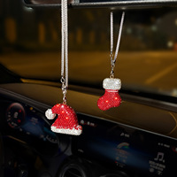 Pendentif créatif pour rétroviseur de voiture, Père Noël incrusté de diamants, en argile et strass, série de Noël, ornement suspendu pour voiture