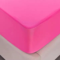 Sprei kain rajut 100% poliester tahan air kustom penuh sprei putih ukuran King elastis Hotel sprei pas
