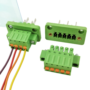 3.5mm Pitch Complete Male & Female Through-Wall Spring Cage <b>Terminal</b> Block Set with Flange, Tool-Free Press Connection - Product Image 1