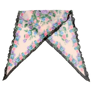 Chal de Mujer con Diseño de Ondas Pintado a Mano, Plisado, con Punta de Espada, Corto, Ligero, Transpirable y Cálido, para Uso Diario en Todas las Estaciones - Product Image 6