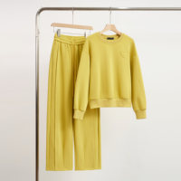 Ensemble Sportif Jaune pour Femme 2026 Nouvelle Collection Automne – Hoodie Oversize Décontracté et Ensemble Deux Pièces Géométrique Respirant Tendance Jeunesse