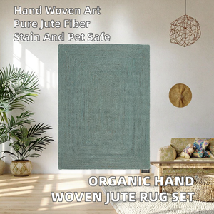 Tapis Premium Tissé à la Main 100% Jute Biologique Couleur Unie Résistant aux Taches Convivial pour les Animaux Réversible Lavable Antidérapant Rembourré - Product Image 2