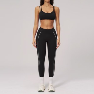 Set Yoga 2 Pezzi Tik Tok Hot: Reggiseno Sportivo a Doppia Fascia Color Block e Leggings Effetto Nudo Elasticizzati in Quattro Direzioni per Allenamento Donna - Product Image 2