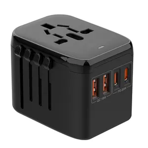 Adaptador de viaje universal, adaptador de enchufe internacional 2 USB A 2 USB C, adaptador de corriente de viaje para EE. UU. a Europa Reino Unido Irlanda Australia