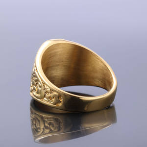 Anillo de acero inoxidable para hombre, sortija de titanio chapado en oro, Estilo Vintage, AG, masónico - Product Image 6