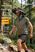 Nouveau chapeau ventilateur solaire en polyester détachable pour la pêche, la randonnée et le camping en extérieur avec protection UV et pare-soleil
