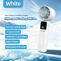 Ventilateur portable AntarcChill 3 en 1 avec plaque de refroidissement, 5 vitesses, moteur sans balais 12V, affichage numérique, pliable, à suspendre au cou
