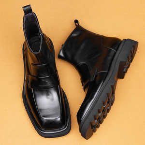 Chaussures Oxford pour hommes en cuir véritable, automne/hiver 2025, formelles, à bout carré, plateforme, à lacets, légères et respirantes - Product Image 2
