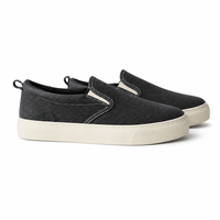Chaussures décontractées noires élégantes à enfiler, baskets légères en toile avec semelle extérieure en caoutchouc antidérapante durable pour un confort quotidien