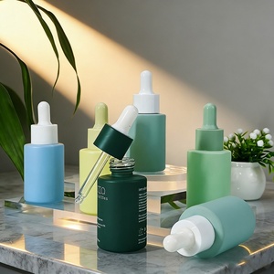 Frosted Green 30ml 50ml 60ml 80ml 100ml Flat Shoulder Serum Oil Glass Dropper Bottle and Packaging Gift <b>Box</b> - Product Image 5