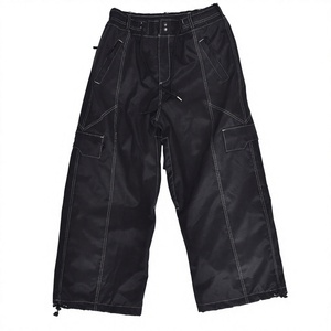 Pantalon de snowboard unisexe personnalisé noir avec surpiqûres contrastées, broderie 3D imprimée, chauffant, coupe-vent, imperméable 10000 mm, respirant - Product Image 1