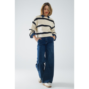 Jersey Beige Relajado con Rayas Negras - Product Image 2