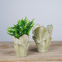 Offre Spéciale : Pots de Fleurs Écologiques en Ciment en Forme de Feuille pour Balcon Intérieur – Design Créatif, Idéal pour Plantes Vertes et Pépinières