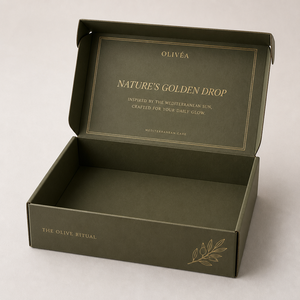 Boîte d'expédition ondulée auto-scellante personnalisée vert olive avec impression dorée pour emballage cosmétique et soins de la peau, type tuck end - Product Image 1