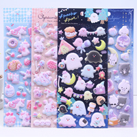 Autocollants holographiques 3D licorne fantôme, autocollants bulles ours mignons pour coques de téléphone, matériaux de décoration DIY, autocollants en mousse