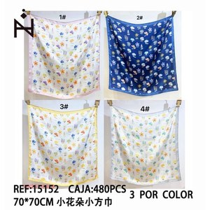 Fazzoletto quadrato con piccoli fiori 70x70 cm in cotone stampato per donne e ragazze - Product Image 3